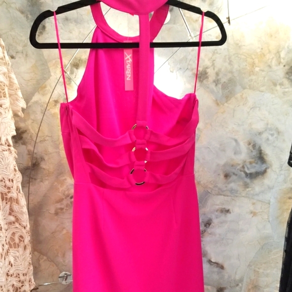 Fuchsia mini low back cut out dress - Picture 3 of 8